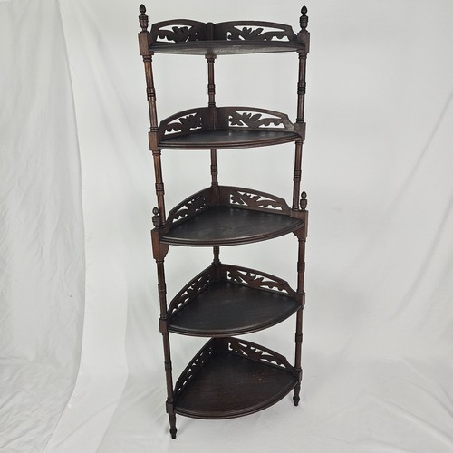 Antique Edwardian Etagere Corner Shelf What Nots Collectibles Carved Walnut 