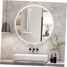 24 Inch LED Bathroom Mirror Backlit Anti-Fog 3 Colors Light 24"L x 24"W Round