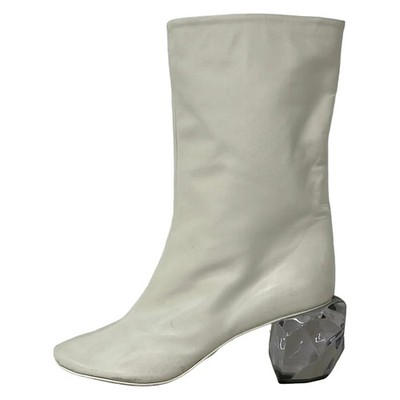 JIL SANDER White Clear Leather Plastic Women's Boots