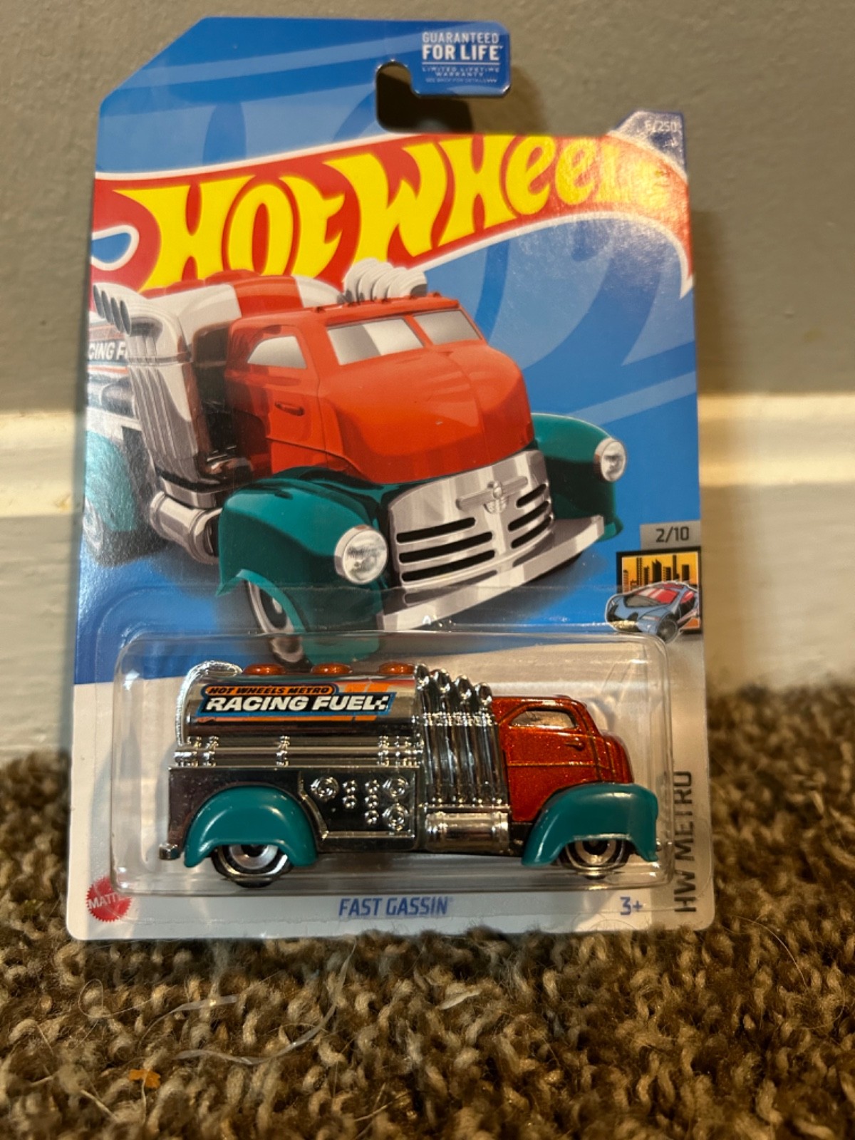 2022 Hot Wheels #6 HW Metro 2/10 FAST GASSIN' Orange Green Chrome