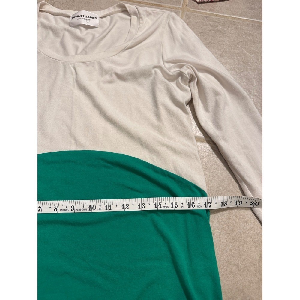 Sonnet James Color Block Maxi Dress Long Sleeve Cream Green Size L View 6