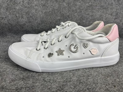 G by Guess Shoes Womens Size White Pink Embellished Low Top