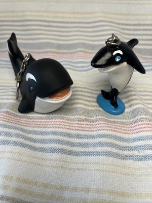 VTG Sea World Shamu Orca Killer Whale Rubber Souvenir Keychains Lot Of 2