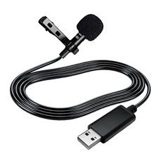 USB Type-A Microphone Lavalier Lapel Clip on Mic with 6.7ft Cable for Laptop ...