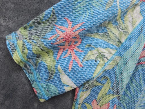 Tommy Bahama Polo Shirt Mens Medium Blue Green Floral IslandZone Performance - Picture 4 of 14