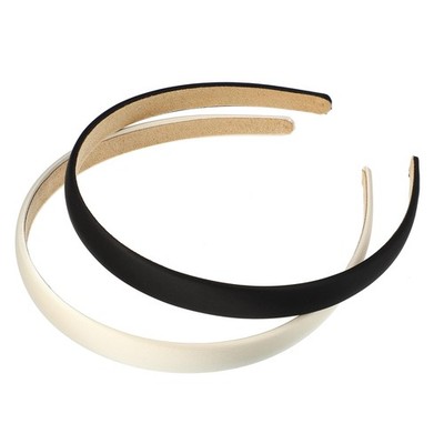 VOCOSTE 2Pcs Satin Headbands, Anti-Slip 1 Count (Pack of 2), White, Black