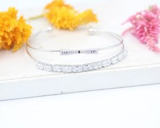 CZ Bransoletka Zestaw bransoletek Srebro 925 Sterling, minimalistyczny design w stos