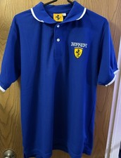1996 Ferrari "Nice Man" Official Licensed Product Blue polo Shirt Large Vintage