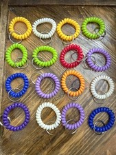 Pack of 16 Colorful Spring Spiral Wrist Coil Key Chain, Wristband Key Ring