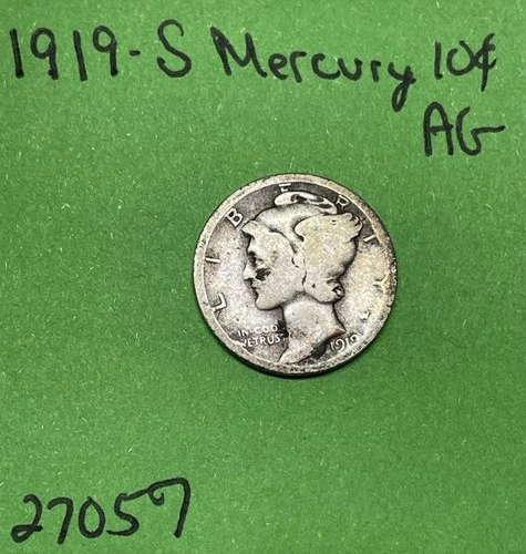 1919-S Mercury Dime 10c Ag About Good 90% Silver