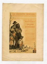 Le Devoir Social Paul Deschanel Souvenir de Reconnaissance Engraving WW1