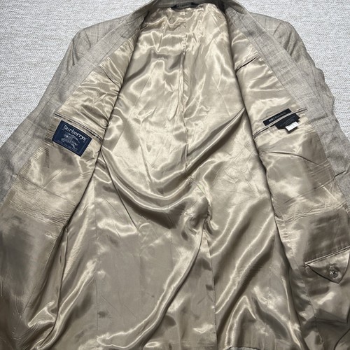 Burberrys Blazer 100% Pure Silk Beige Tweed Windowpane No size See Description - Picture 7 of 12
