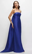 Alfred Sung Cobalt Blue Strapless Satin Twill Column Gown Size 6 $295 D876