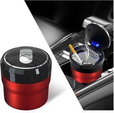 Car Ashtray with Lid, Detachable Smokeless Vehicle Cylinder Ashtray with LED Nig