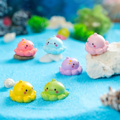5Pcs Cartoon Cute Colorful Octopus Miniature Fish Tank Ornament Accessories _cn