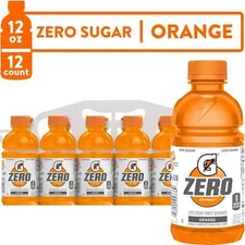 Gatorade Thirst Quencher Zero Sugar Sports Drink Orange 12oz Bottles 12 Pack