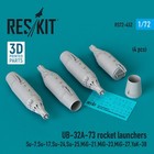 Ub-32A-73 Rocket Launchers Su-7/MiG-21 4 pcs 1:72 3D Print Rs72-0452