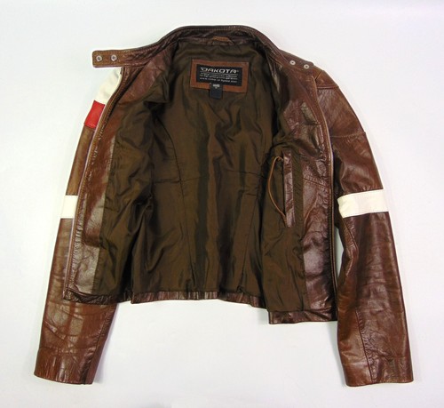 Chaqueta de Cuero Marrón Dakota Tag Heuer Piedra Cuero Genuino | Para Mujer Talla M - Imagen 2 de 15