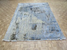 9 x 12'1 Hand Knotted Modern Abstract Oriental Rug With Silk G16430