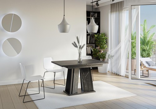 Extendable Table 120-160x80cm Royal Black Marble UK Design ! Fast Delivery - Picture 7 of 7