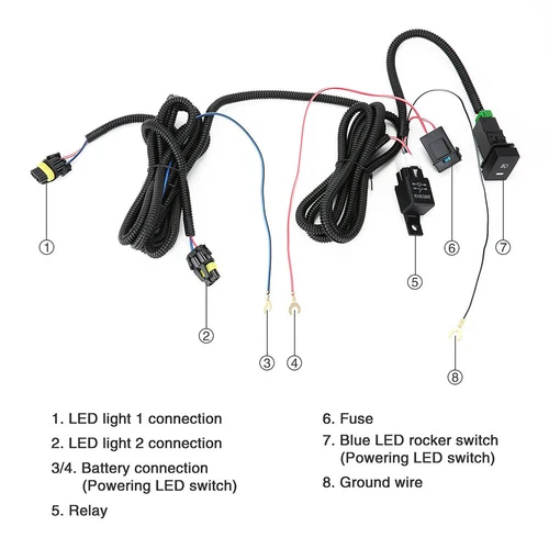 LED 12V 40A Fog Light Lamp H11 Wiring Indicator Switch Harness Socket Wire Relay - Picture 3 of 13