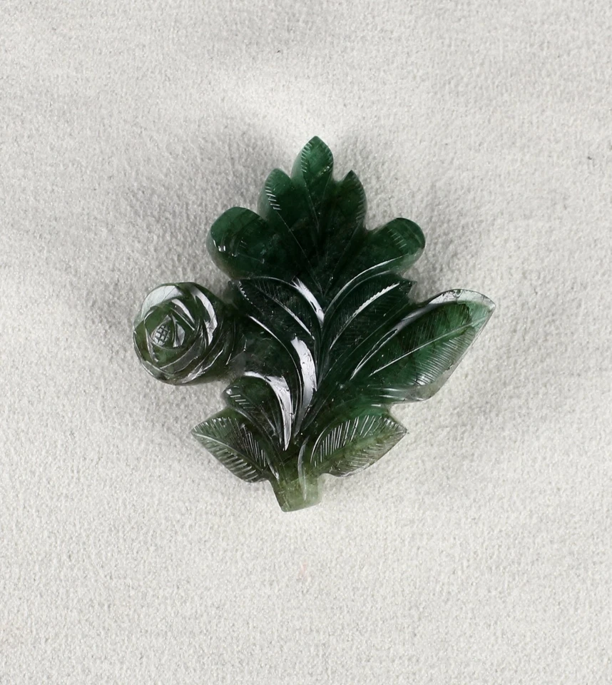 Certified Natural 103.40 Ct Zambia Emerald Carved Leaf Big Gemstone For Pendant - Image 2 of 4