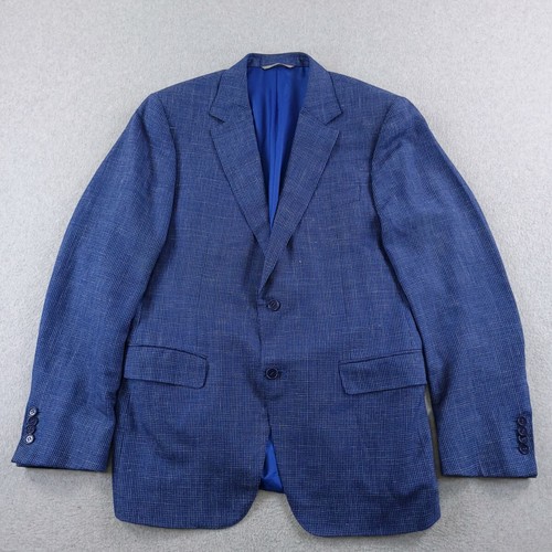 Canali Blazer Mens 43R Blue Wool Silk Linen Blend Harry Rosen Made in Italy