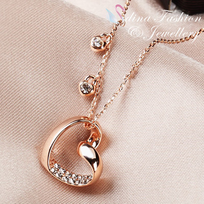 18K White Gold Plated Simulated Diamond Pure Heart Exquisite Necklace Jewellery