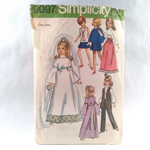 Simplicity *Fashion Doll Clothes* 11.5" Barbie Maddie Mod Pattern 9097 Vtg c1970