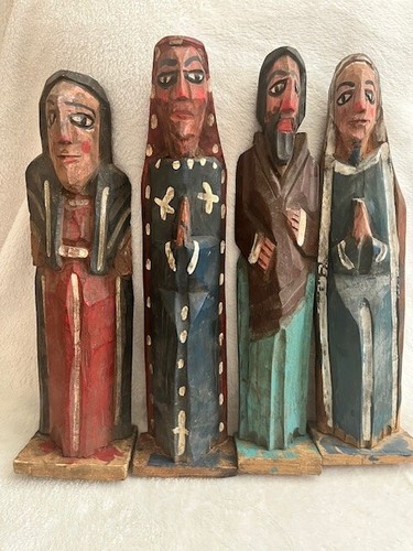 Guatemala Volkskunst Holzfiguren 15" - 16" handgeschnitzt religiös Vintage - Bild 8 von 8