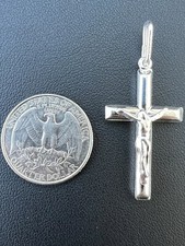 Collar Colgante Crucifijo Jesús en Cruz Plata Esterlina 925 Sólida REAL para Hombre