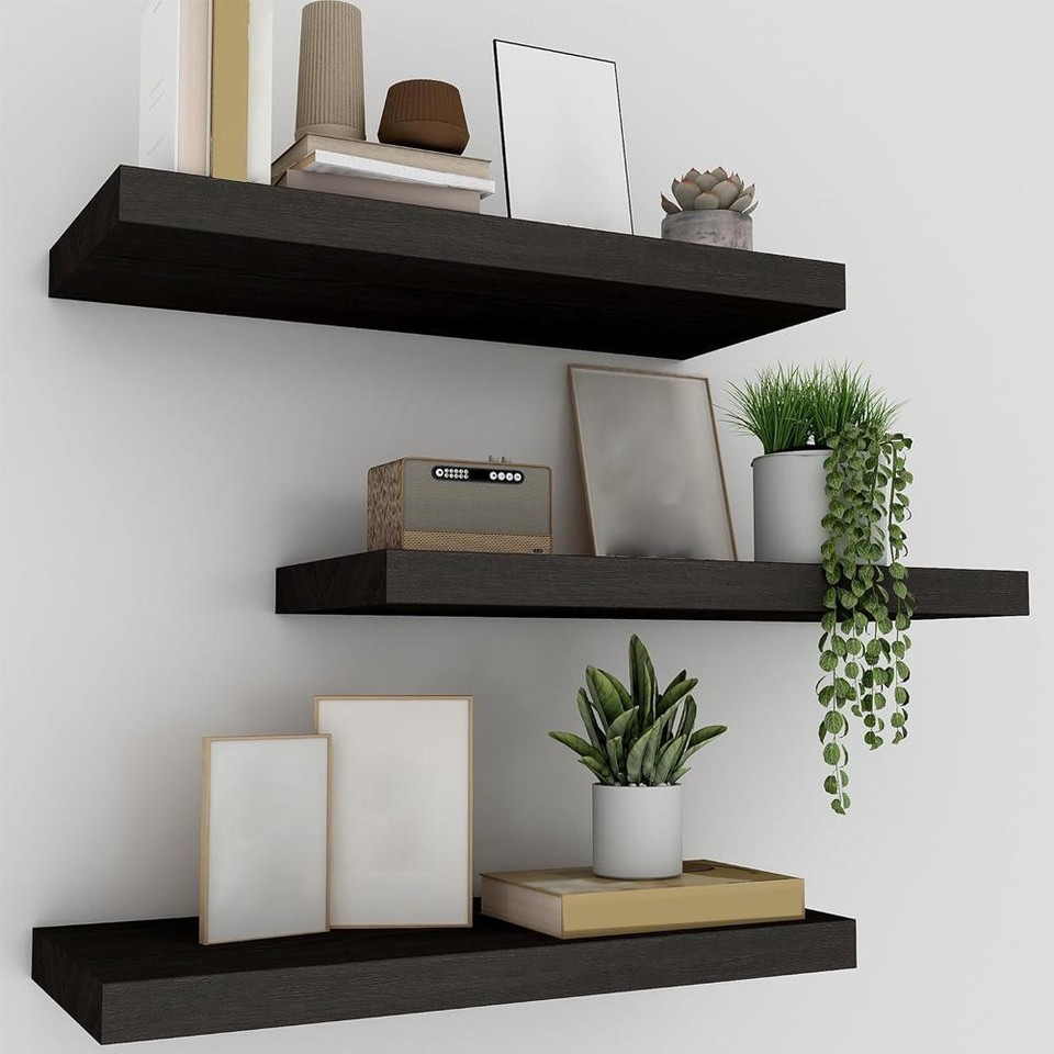 3Pcs Wall Mounted Shelves Wood Floating Shelves Display Shelves for ...