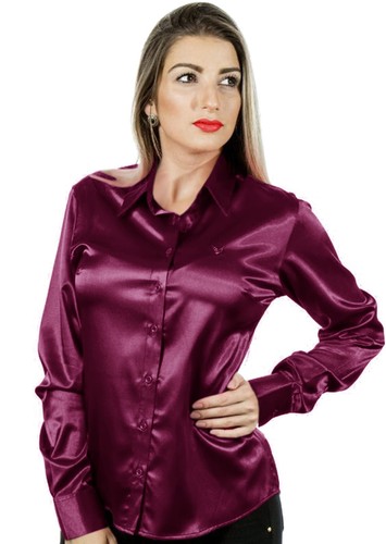 Blusa elegante top elegante camisa de satén de manga larga con botones cuello liso para mujer - Imagen 27 de 38