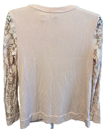 Adrianna Papell, Women's Lace Overlay Top Size Medium Pink Floral Long Sleeve - Picture 2 of 5