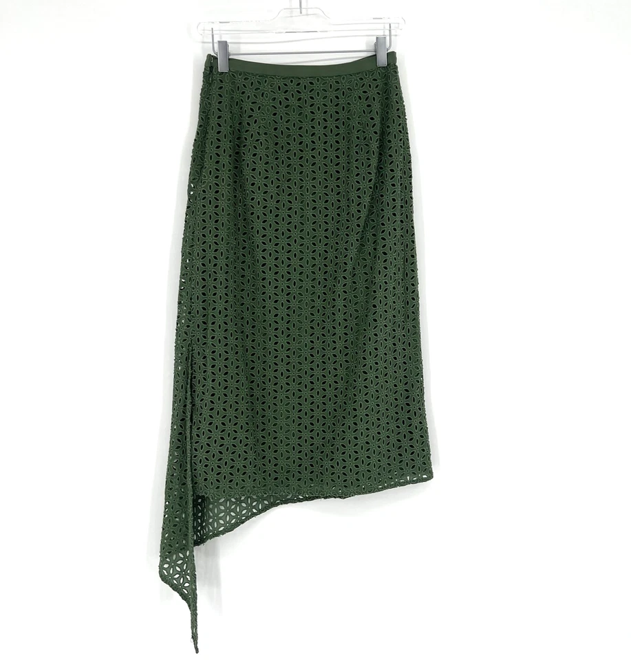 Falda Tibi Mujer 2 Verde Asimétrico Ojales Encaje Seda Boho Chic Carrera Foto 2 de 4