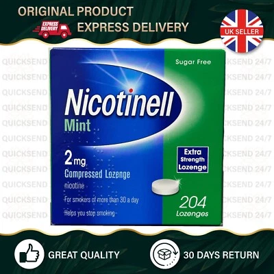 Nicotinell Mint 2MG Lutschtabletten | Zuckerfrei 204 Stück | Rauchen aufhören | Ablaufdatum 2027