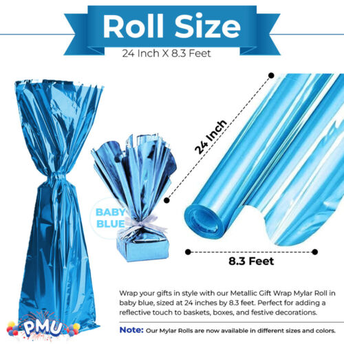 PMU Gift Wrap Mylar Roll Metallic 1.4 Mil PVC Film Reflective Foil Material - Picture 4 of 65