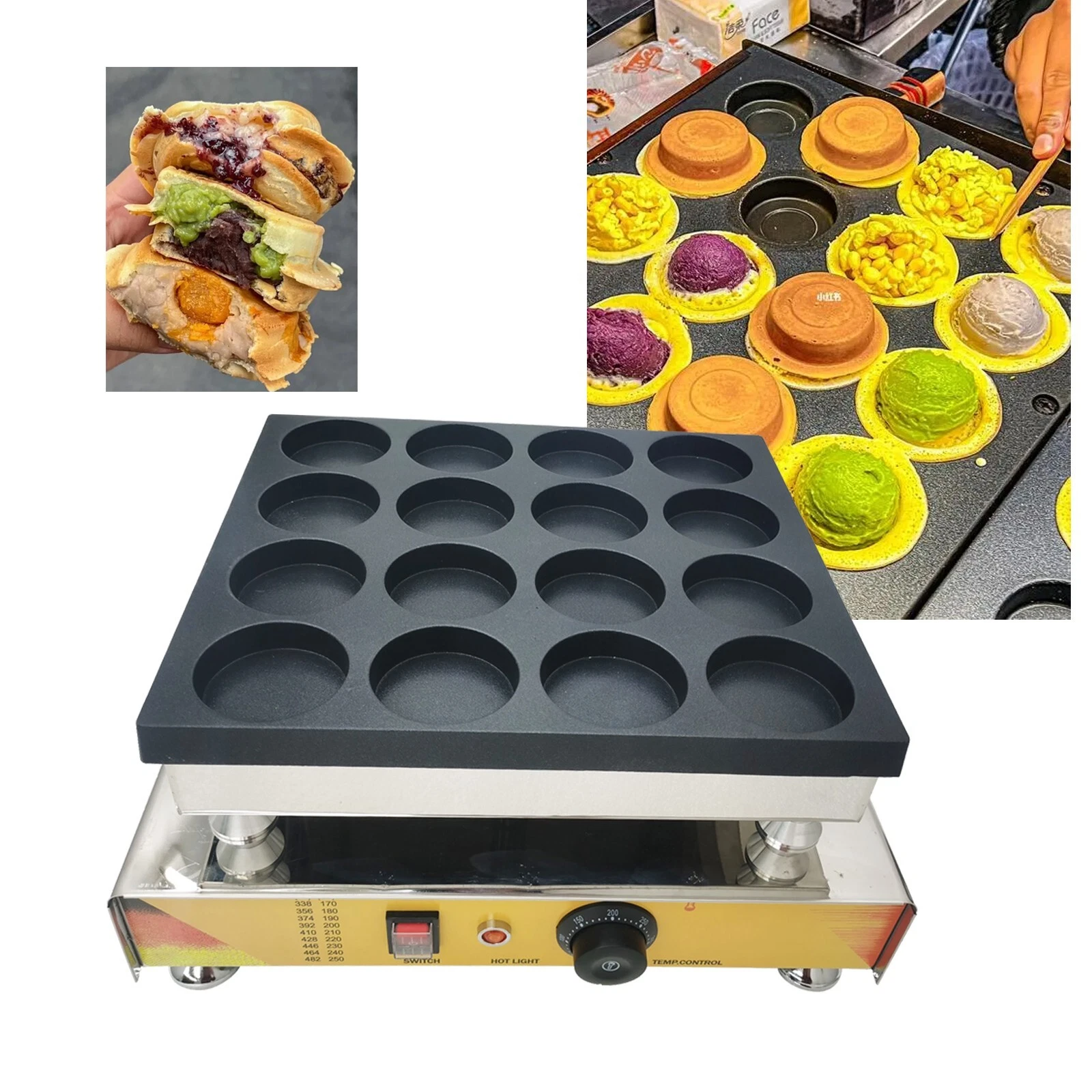 16Pcs Non-stick Red Beans Cake Waffle Maker Machine Wheel Cake Maker 110V 1200W