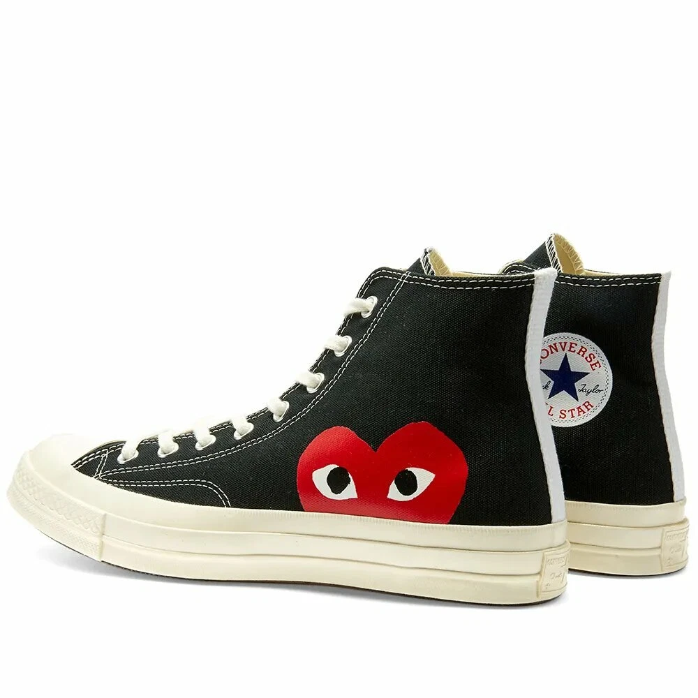 Converse Comme Des Garcon Black Red High Top Sneaker Trainer | eBay