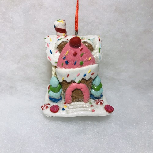 Adorno pastel árbol de Navidad casa de pan de jengibre, rosa, helado - Imagen 3 de 5