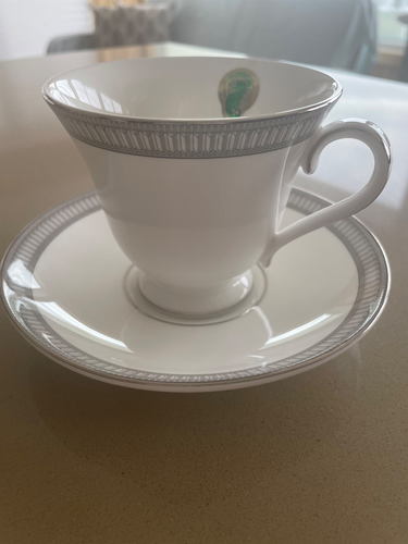 Brand New Set of Dozen Waterford Carina Platinum Teacups and Saucers - Picture 7 of 7