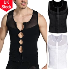 Mens Compression Shirt Hide Gynecomastia Moobs Slimming Body Shaper Zipper Vest