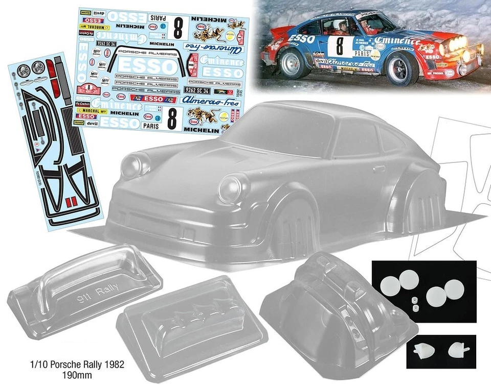 1:10 RC Clear Body Shell - Classic 1982 Porsche 911 Rally with Esso livery - Image 2 of 4
