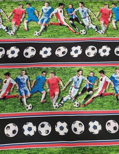 1.8 Metres Mens Football Stripe Fabric 100% Premium Quilting Cotton 110cm Wide - Picture 3 of 4