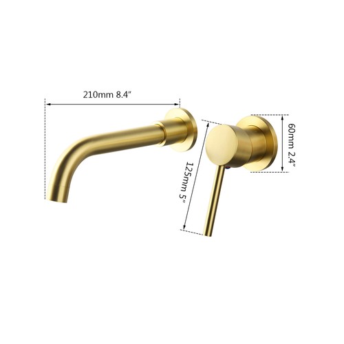 Bathroom Wall Mounted Tub 2 PCS Single Handle Waterfall Spout Mixer Tap Faucet - Picture 51 of 60