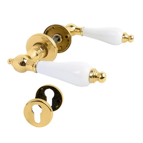 Rosette set polished brass handle white door handle door hardware door handle - Picture 3 of 11