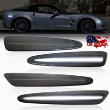 For 2005-2013 Chevy Corvette C6 Smoked White LED Front & Rear Side Marker Lights