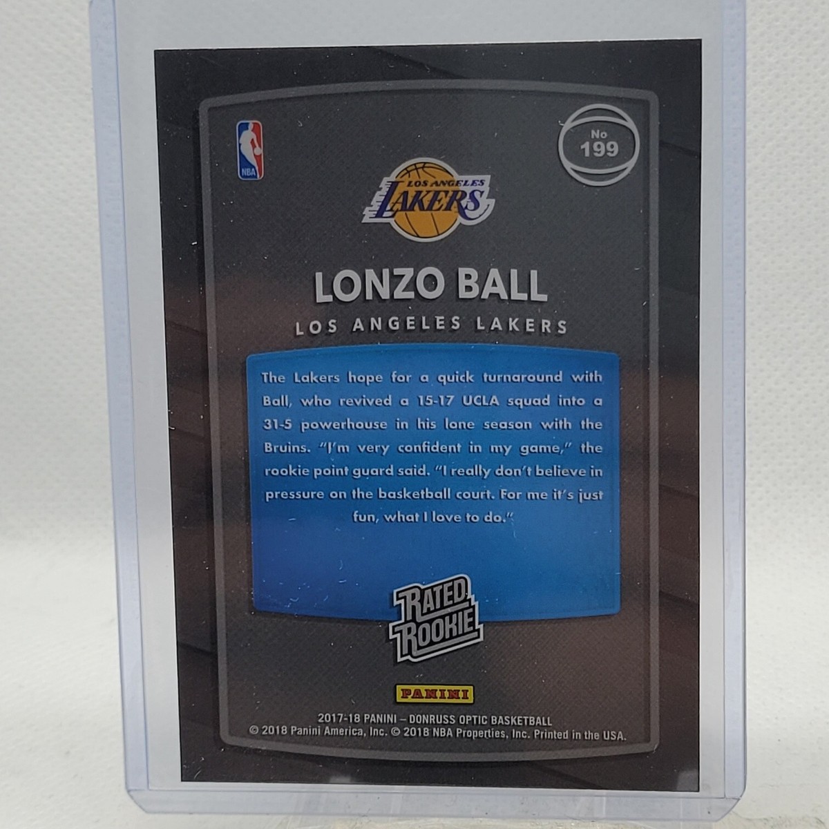 2017-18 Panini Donruss Optic Lonzo Ball Rated Rookie | eBay