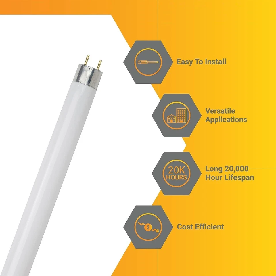 30Pack 2FT Fluorescent Bulb, T8 Linear Tube Light, 5000K, 17W, 1400LM, 2-Pin G13 - Image 2 of 4