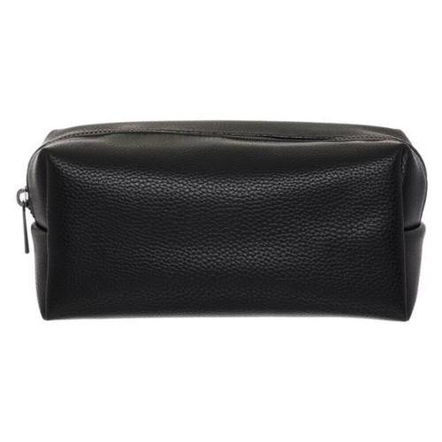 WHSmith Moderno Black Leather Effect Cube Pencil Case With Metal Zip